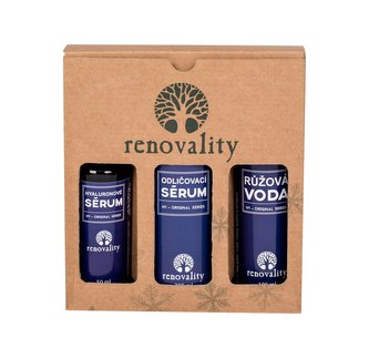 Renovality Original Series odličovací sérum 200 ml + pleťové sérum Hyaluron Serum 50 ml + růžová voda Rose Water 100 ml
