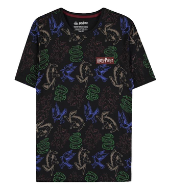 Pánské tričko Harry Potter: Barevná zvířata (M) černá bavlna Pánské tričko Harry Potter: Barevná zvířata (M) černá bavlna