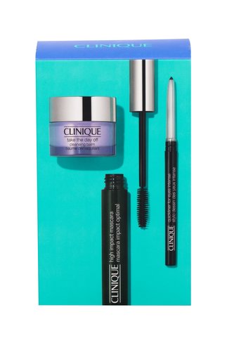 Clinique High Impact řasenka 7 ml + odličovací balzám Take The Day Off 15 ml + tužka na oči Quickline 0,14 g Intense Ebony