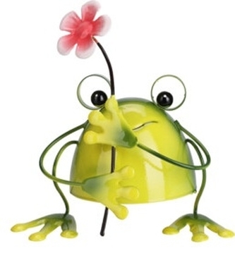 Kovová žába s květinkou 14x16x9,5 cm