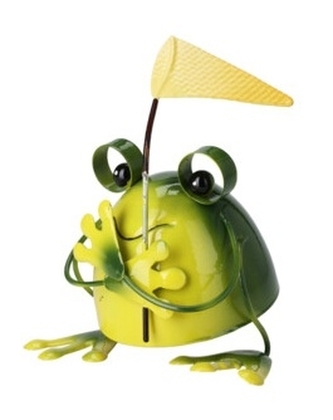 Kovová žába se síťkou na motýly 14x16x9,5 cm