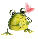 Kovová žába s motýlkem 14x16x9,5 cm