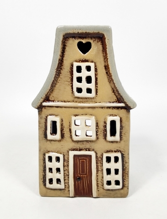 Keramický domek na čajovou svíčku, hnědý 19x11,5x9 cm