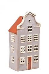 Keramický domek na čajovou svíčku, šedý 19x9,5x6,5 cm