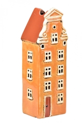 Keramický domek na čajovou svíčku, oranžový 21,5x7,5x6,5 cm