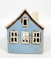 Keramický domek na čajovou svíčku, světle modrý 13,5x11,5x9 cm