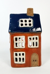 Keramický domek na čajovou svíčku, hnědý 17x9,5x7,5 cm