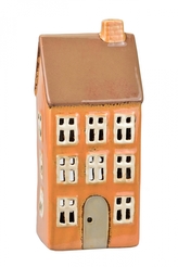 Keramický domek na čajovou svíčku, hnědý 24x10x8 cm