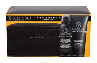 Collistar Linea Uomo sprchový gel 250 ml + gel na holení 150 ml + kosmetická taška The Bridge