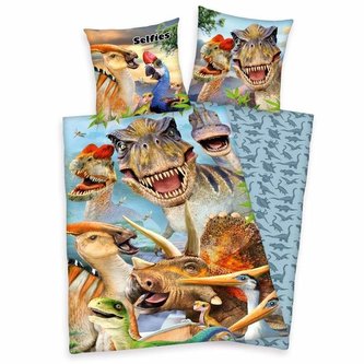 HERDING Povlečení Selfies Dinosaur  Bavlna, 140/200, 70/90 cm