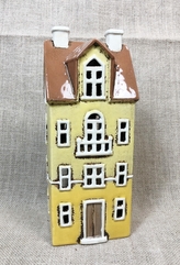 Keramický domek na čajovou svíčku, zelený 25x10,5x9 cm