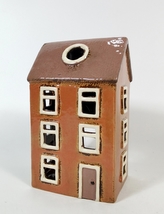 Keramický domek na čajovou svíčku, cihlový 18x11x9 cm