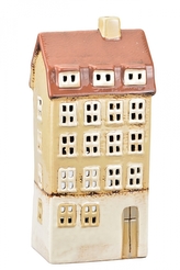 Keramický domek na čajovou svíčku, béžový 24x11x8,5 cm