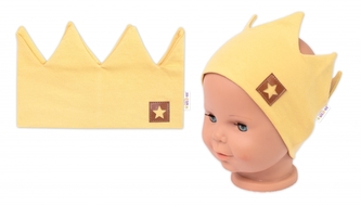 Dvouvrstvá čelenka, Baby Nellys Hand Made, bavlna, Korunka STAR - hořčicová, 104/116; 104-116 (4-6r)