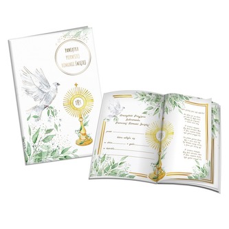 Książeczka A5 Pamiątka Komunijna Gołąb z Hostią