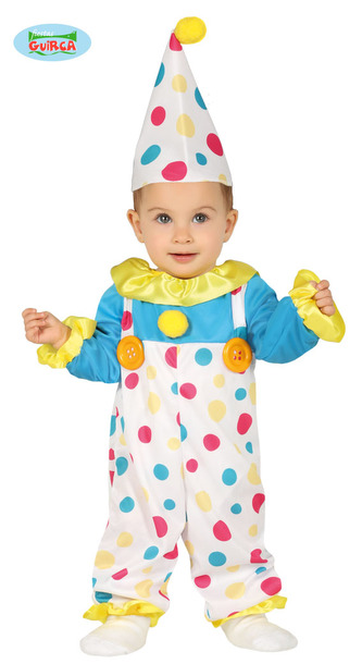 Baby barevný klaun dětský kostým 12-18 měsíců