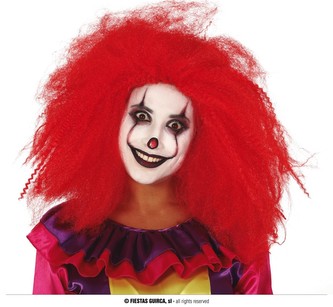 Červená paruka pro klauna v boxu