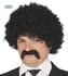 Pánská kadeřavá paruka a knírem - černá