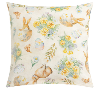Povláček EMA - Velikonoce - Zajíček, květ béžová, žlutá - 45x45 cm Povláček EMA - Velikonoce - Zajíček, květ béžová, žlutá - 45x45 cm