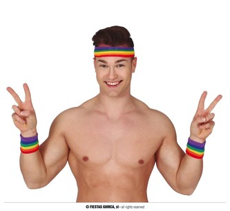 Retro čelenka a 2 potítka multicolor