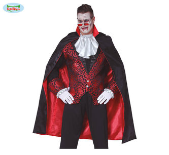 Plášť červeno-černý s límcem 115 cm