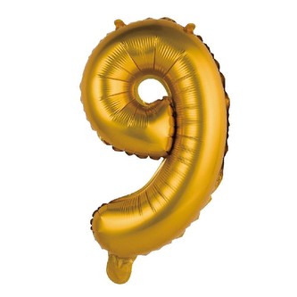 Nafukovací balonek číslice '9' zlatá, 35 cm