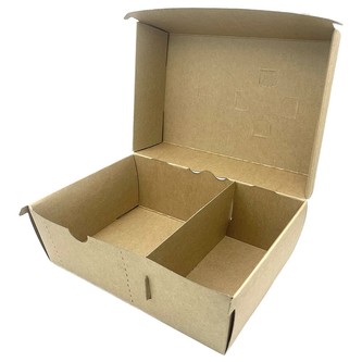 Krabička na hamburger papírová s přepážkou 190 x 130 x 100 mm (100 ks)