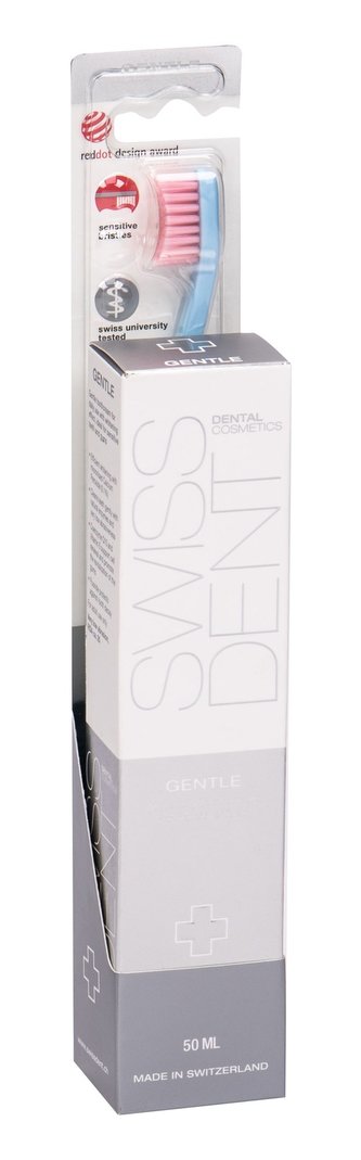 Swissdent Gentle bělicí zubní pasta 50 ml + zubní kartáček Profi Gentle Extra Soft 1 ks Light Blue