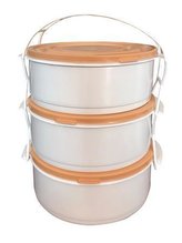 Box na jídlo, plastový, 3 přihrádky, s víkem, různé barvy