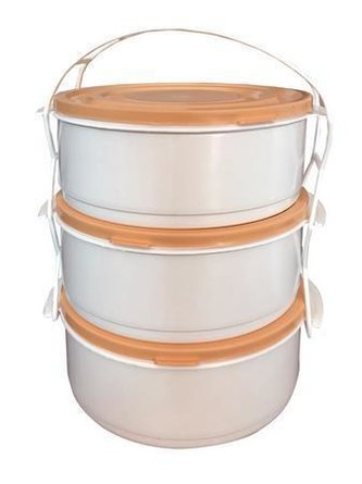 Box na jídlo, plastový, 3 přihrádky, s víkem, různé barvy