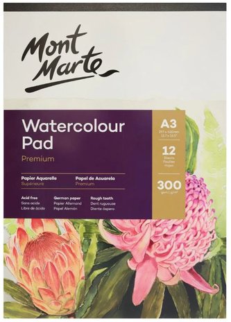 Mont Marte akvarelový papír Premium, 300 g/m2, A3, č.0065, 12 listů