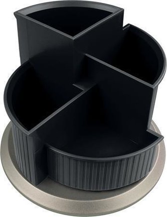 Stojánek na psací potřeby, černo-stříbrný, otočný, HELIT H6220599