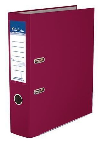 Pákový pořadač "Basic", bordó, 75 mm, A4, s ochranným spodním kováním, PP/karton, VICTORIA