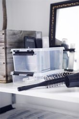 Úložný box "Classic 1", průhledný, plast, 1 l, černé úchytky, SMARTSTORE 3520070