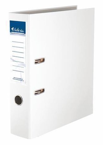 Pákový pořadač "Basic", bílý, 75 mm, A4, PP/karton, VICTORIA