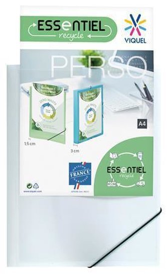 Desky s gumičkou "Standard", bílé, s průhlednou přední kapsou, PP, 15 mm, A4, VIQUEL