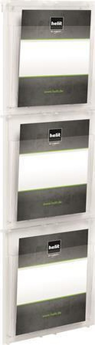 Držák na katalogy "Placativ", transparentní, nástěnný, A4, 3 oddíly, HELIT H6810702