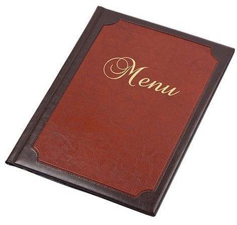 Desky na jídelní lístek "Framed", hnědá-červená, koženka, A4, PANTA PLAST