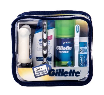 Gillette Mach3 holicí strojek s jednou hlavicí 1 ks + pěna na holení 75 ml + balzám po holení 75 ml + šampon 90 ml + zubní pasta 15 ml + zubní kartáček 1 ks