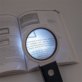 Lupa, černá/bílá, 90 mm, rozkládací stojánek, s LED světlem, WEDO 2717567