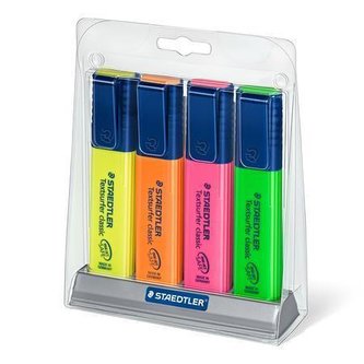 Zvýrazňovač "Textsurfer classic 364", 4 barvy, 1-5mm, ve stojánku, STAEDTLER