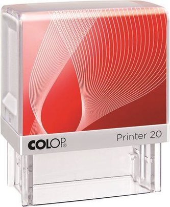 Razítko, COLOP "Printer IQ 20", bílé razítko - černý polštářek Razítko, COLOP "Printer IQ 20", bílé razítko - černý polštářek