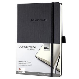 Záznamní kniha "Conceptum", čistá, černá, tvrdé desky, A5, 194 listů, SIGEL