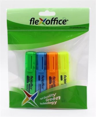 Zvýrazňovač "HL05", 4 barvy, 1-4,0 mm, FLEXOFFICE