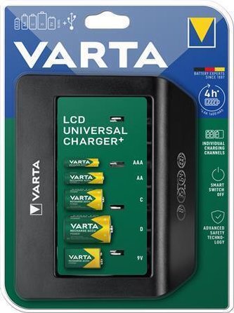 Nabíječka baterií "Universal" AA/AAA/C/D/9V, LCD displej, VARTA