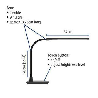 Stolní lampa "Pirro", černá, LED, stmívatelná, kancelářská, MAUL 8202790