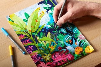 Štětcové fixy "376 Black", sada, černá, 1 mm, STAEDTLER 376-99 BK210