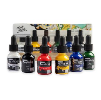 Mont Marte sada barevných akrylových inkoustů Premium, 6 x 20ml, PP obal