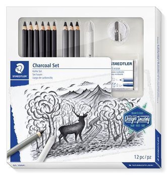 Uhlíkové tužky "Design Journey Lumograph", sada s pryží, ořezávátkem, grafit. Tužkami, STAEDTLER