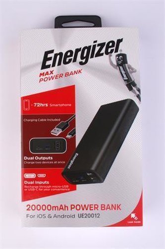 Power banka "MAX Power", 2x USB-A, 20000 mAh, 10,5W, ENERGIZER UE20012